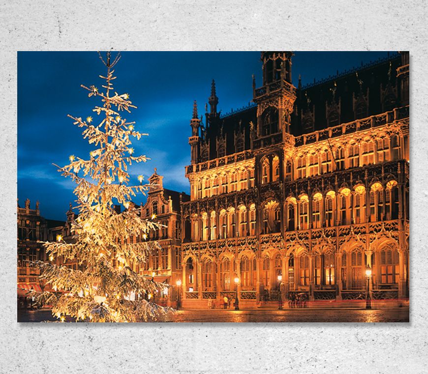 Klappkarte "Grand Place" mit weihnachtlichem Foto bei Schuler Werbeartikel