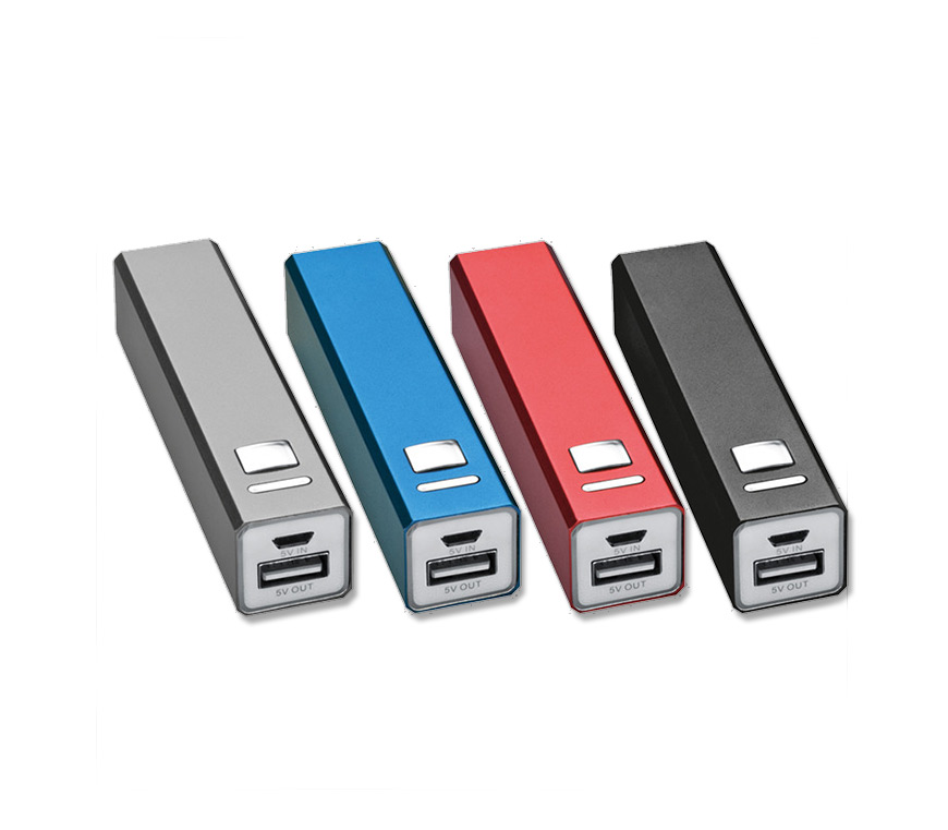 POWERBANK Metall in 4 verschiedenen Farben zur Akkuaufladen von Handy/Smartphone oder Tablet bei Schuler Werbeartikel