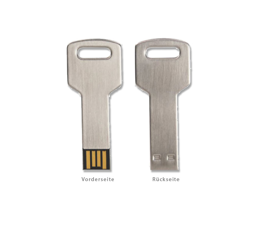 USB Stick KEY als Schlüsselanhänger in grau/metall und silber ideal zur Gravur bei Schuler Werbemittel 