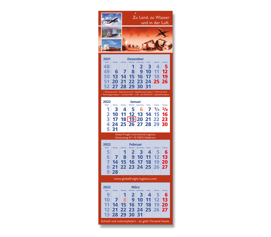 Vier-Monatskalender "Classic 4" 2022 als Mehrblock-Monatskalender im Hochformat bei Schuler Werbemittel