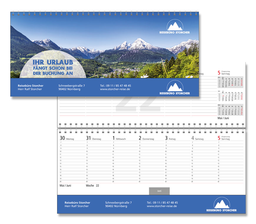 Querterminkalender "Exclusiv 1" 2022 mit 1-sprachigem Kalendarium bei Schuler Werbeartikel