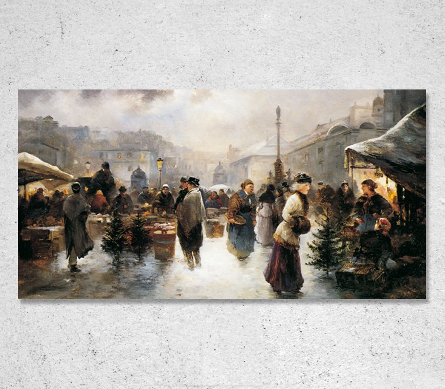 Klappkarte "Weihnachtsmarkt" gemalt von Emil Barbarini bei Schuler Werbeartikel