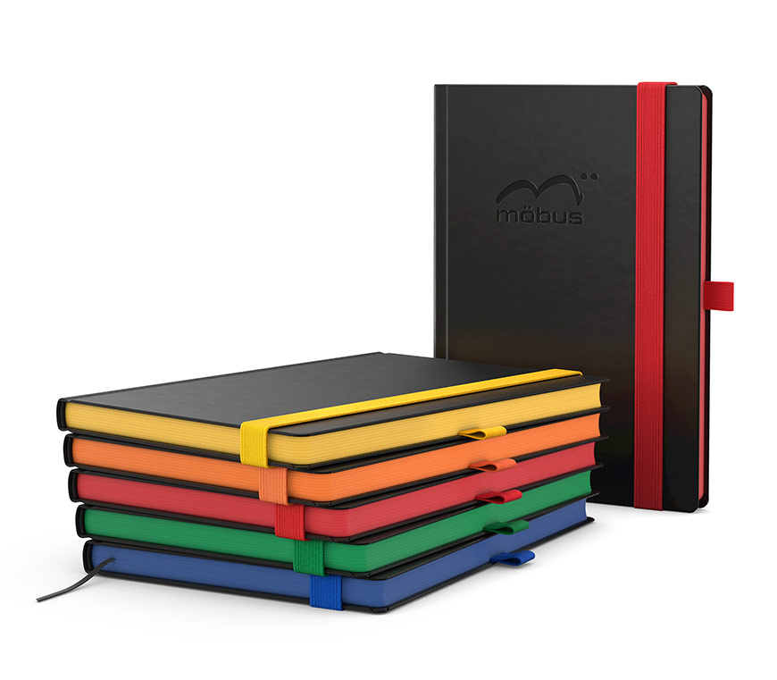 Notizbuch "Color-Book" mit 192 Notizseiten plus Einstecktasche und Stift-Gummiband bei Schuler Werbepräsente