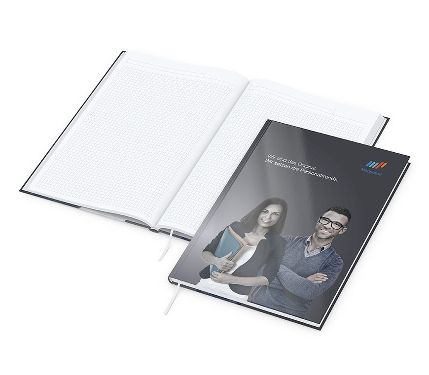 Notizbuch "Note-Book" in A4 mit 192 Seiten im Hardcover mit unwattierter Buchdecke bei Schuler Werbemittel