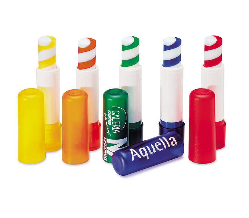 Lippenpflege "Twister" werbewirksam durch zweifarbiges Lippenbalsam bei Schuler Werbeartikel